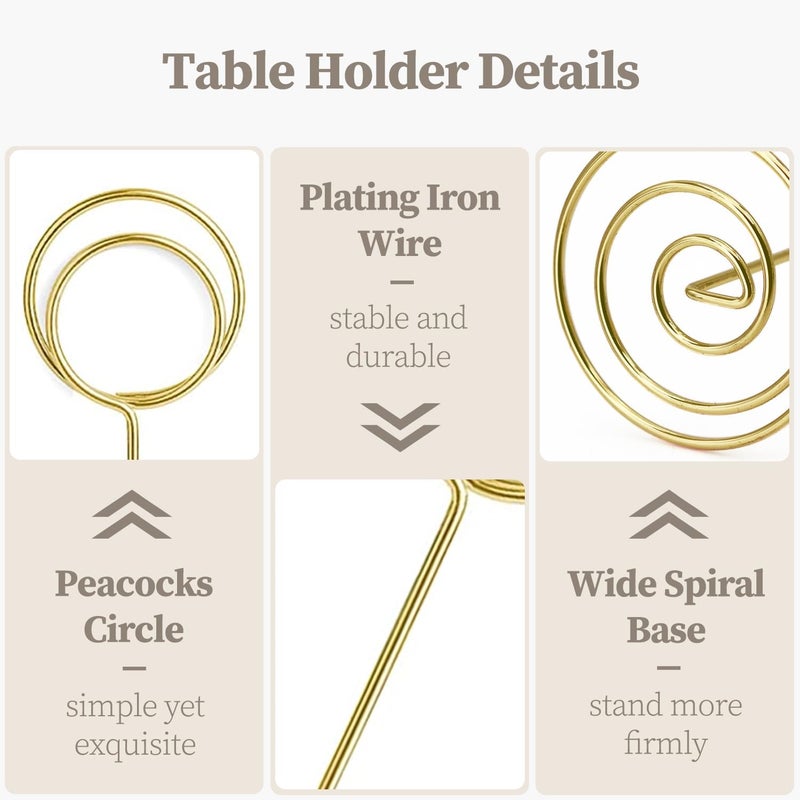 RONTEDA Table Number Holders 20Packs - 3.35 Inch Table Number Stands Place Card Holder for Wedding Party Graduation Reception Restaurant Home Photo Picture Office Memo (Gold, 3.35") - Image 3